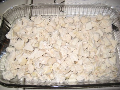 Cooked and diced chicken
