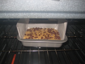 sprinkled with choc chips and ready to cook